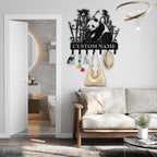 Bamboo Panda Animal Wall Key Holder | Metal Key Organizer with Hooks | Coat Rack & Wall Decor for Front Door & Hallway