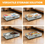 2 Pack Under Bed Storage with Wheels – 30.5×17×5.5 Inch, Underbed Storage with Sturdy Sidewalls/Bottom, Clear Cover, Label and PU Handle, Rolling Under Bed Drawers for Clothes, Shoes, Toys, Blankets