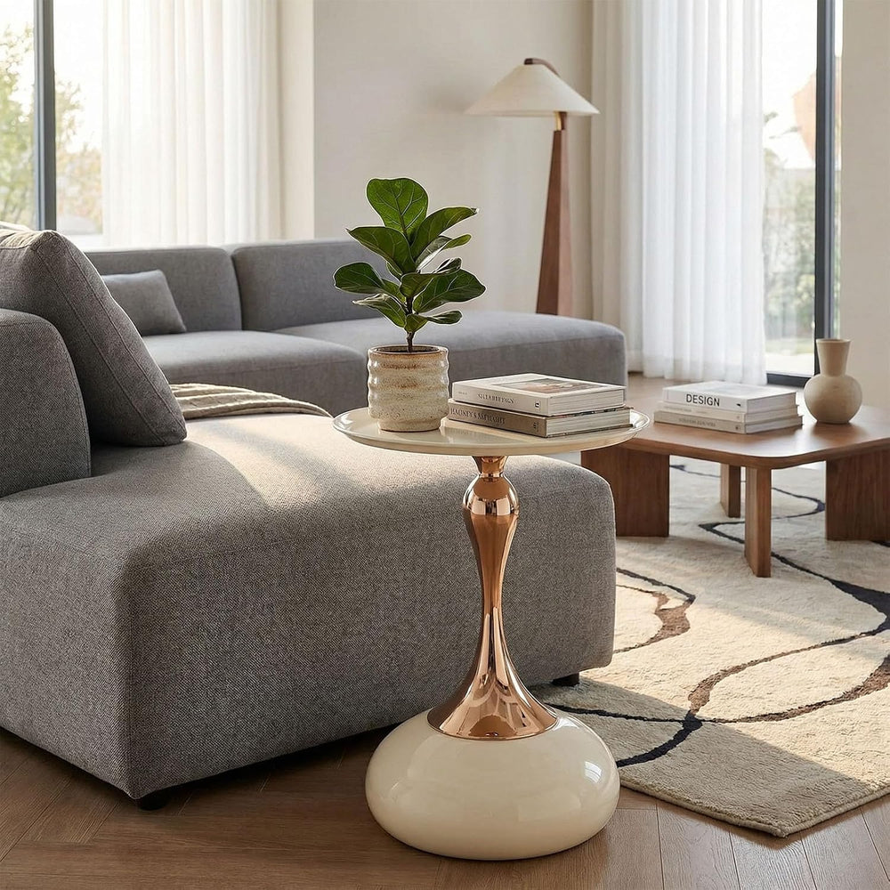 Elegant Modern Side Table Unique Hourglass Design Ideal for Living Rooms, Caf...