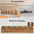 Dseap Coat Rack Wall Mounted - 24" Long 6 Tri Hooks, Heavy Duty Wooden Wall Coat Hanger Coat Hook for Clothes Hat Jacket Clothing, Weathered Green and Black, Pack of 2