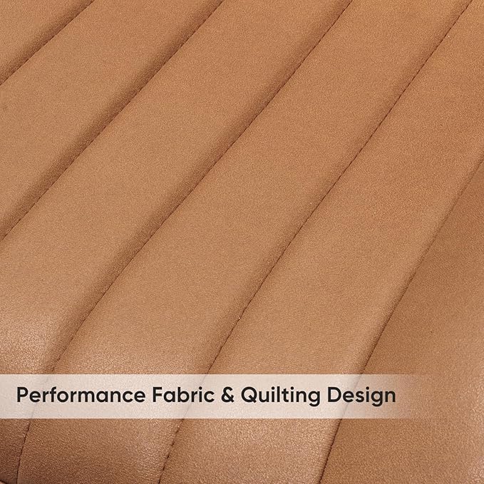 Nalupatio Modern Dining Chairs Set of 2, Fabric Dining Room Chairs with Thick Cushioned Backrest and Seat, Comfortable Fabric Upholstered Side Chairs with Metal Legs for Kitchen, Brown