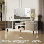 JUMMICO TV Stand for 65 Inch TV, Mid Century Modern TV Stand, Entertainment Center with Storage Cabinet and Open Shelves, TV Console Table Media Cabinet for Living Room, and Bedroom (Oak)