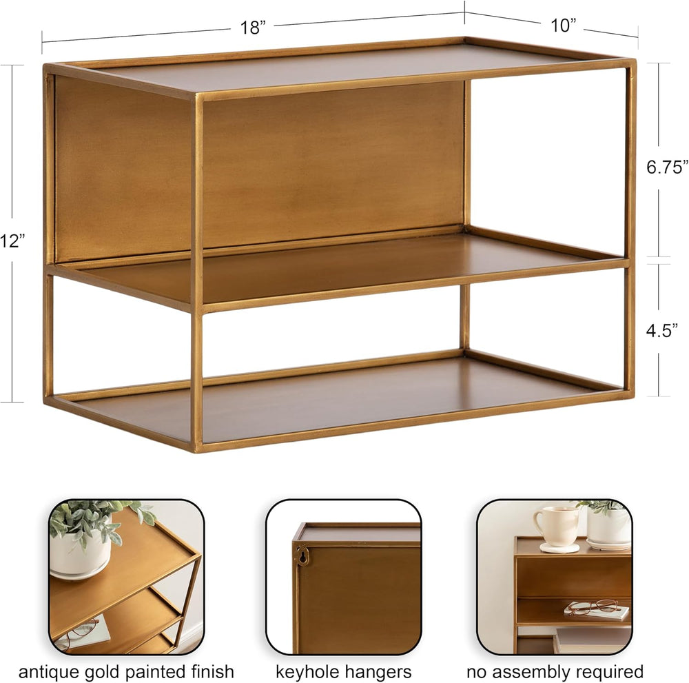 Kate and Laurel Nomi Modern Metal Floating Side Table with Storage, 18 x 10 x...