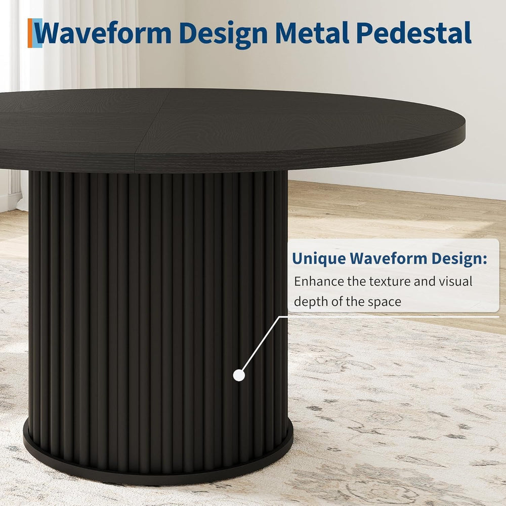 GarveeHome 47Inch Round Dining Table for 4-6 People, Black Dining Room Table ...