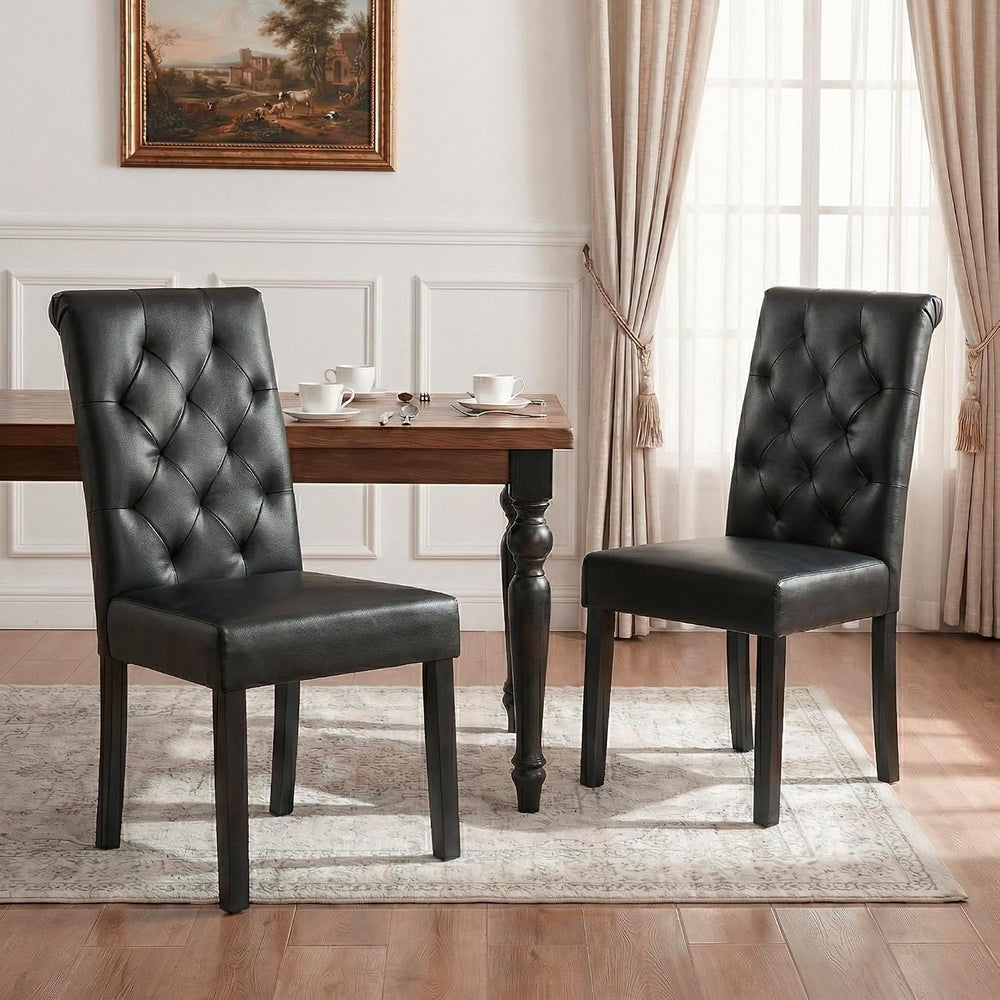 LSSBOUGHT Upholstered Dining Chairs Set of 6,Tufted Parsons Kitchen Chair wit...