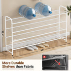 KEETDY 4-Tier Long Shoe Rack for Closet Floor, Wide Shoe Organizer Storage, Stackable Shoe Rack for Entryway Metal Shoe Shelf for 30 Pairs Men Sneakers with Wire Grid for Bedroom, White