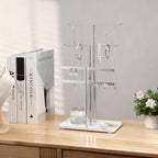 pickpiff Silver Jewelry Stand Holder Organizer: 14.5" Sturdy Hanger for 80 Pcs Jewelry, Chrome Jewlery Tower for Display Necklace, Earring, Bracelet, Watch