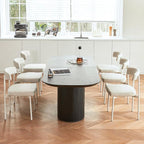 Beige Fabric Dining Chairs Set of 4, Armless Upholstered Kitchen Chair,Modern Dining Room Chair with Curved Backrest