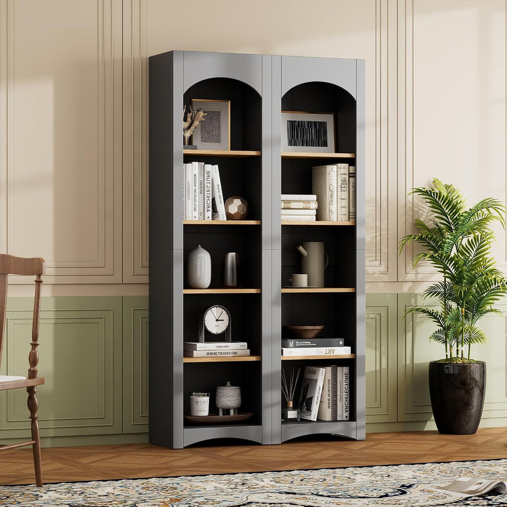 Freestanding Corner Kitchen Pantry with 4 Shelves, Traditional, Rectangular S...