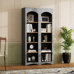 Freestanding Corner Kitchen Pantry with 4 Shelves, Traditional, Rectangular Storage Cabinet, for Living Room, Dining Room, Gray