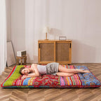 MAXYOYO Japanese Floor Mattress Futon Mattress, 4" Thicken Tatami Mat Sleeping Pad Foldable Roll Up Mat Boys Girls Dormitory Pad Kids Floor Lounger Pillow Bed, Charcoal Grey, Queen Size