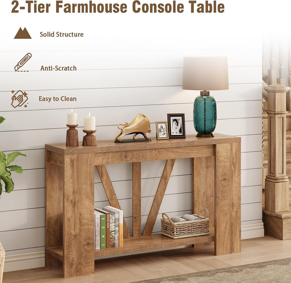 Tohomeor Console Table for Entryway, 47 Inches Narrow Sofa Table Behind The C...