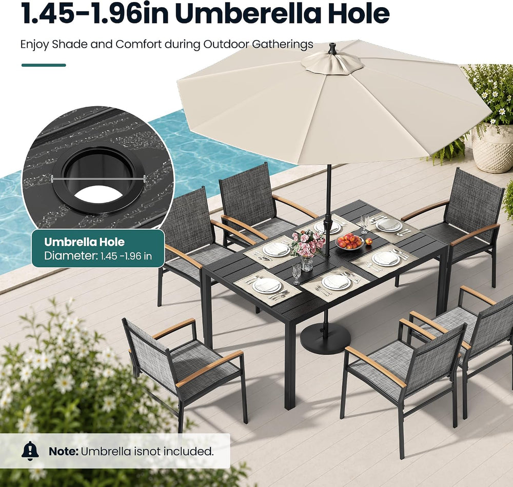 Pamapic 7-Piece Outdoor Dining Set, All Weather Patio Table and Chairs Set wi...