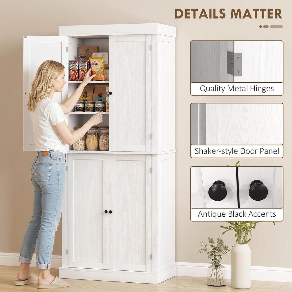 HOMCOM 72.5" Tall Kitchen Pantry Cabinet, Freestanding Modern Farmhouse ...