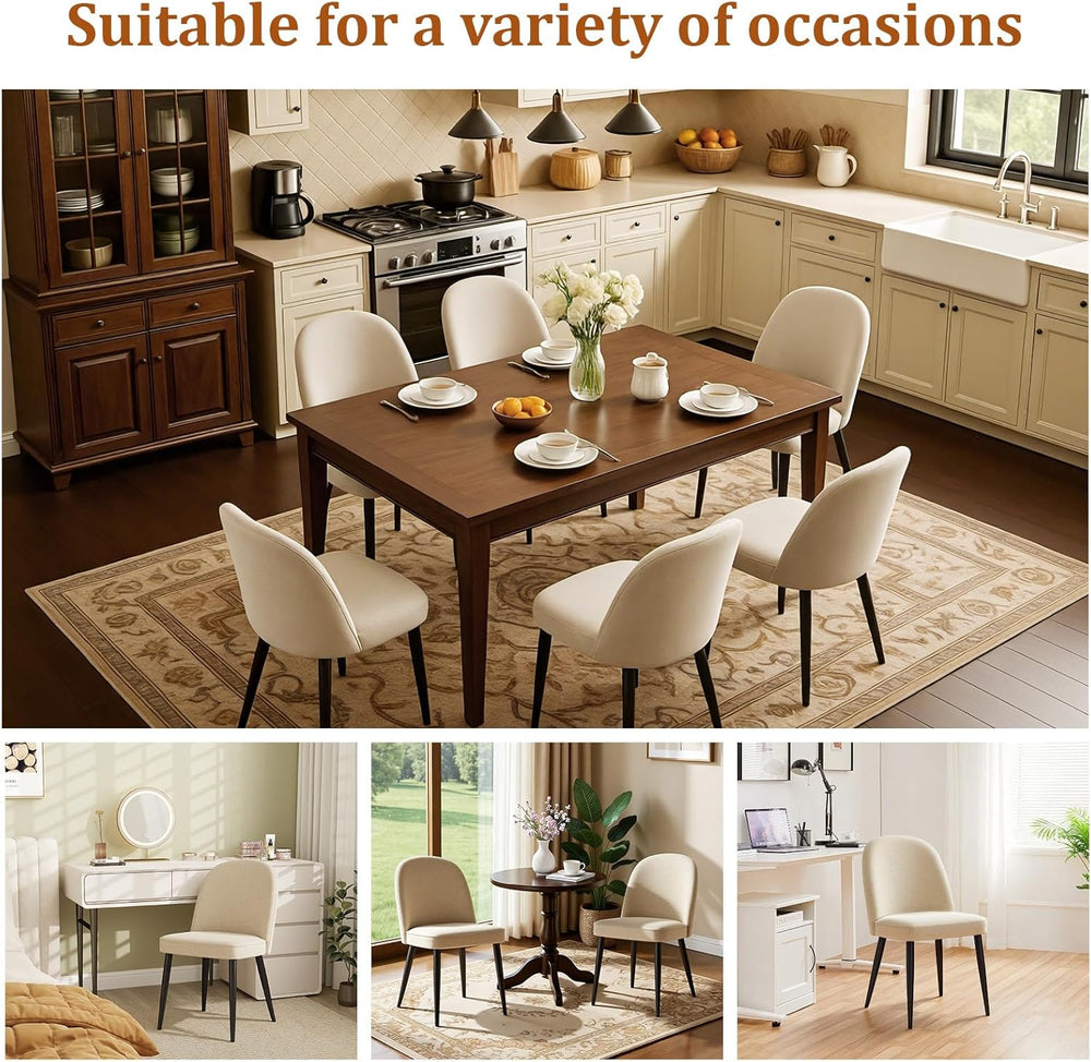 Upholstered Dining Chairs Set of 6, Comfortable Chenille Fabric Kitchen Chair...