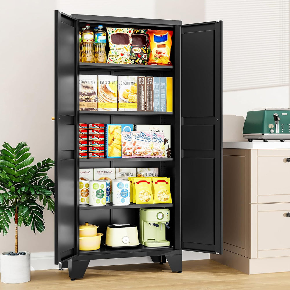 SISESOL Metal Storage Cabinet with Doors and Shelves,Black Storage Cabinet wi...