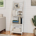 4-Tier Ladder Bookshelf - Freestanding Shelved Bookcase with X-Back Frame and Leaning Look - Display Shelves for Home or Office by Lavish Home (White)