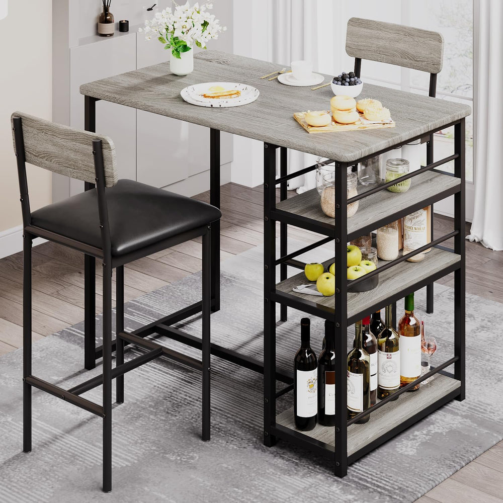 CABIHOME Dining Table Set for 2, Kitchen Table and Upholstered Chairs for 2, ...