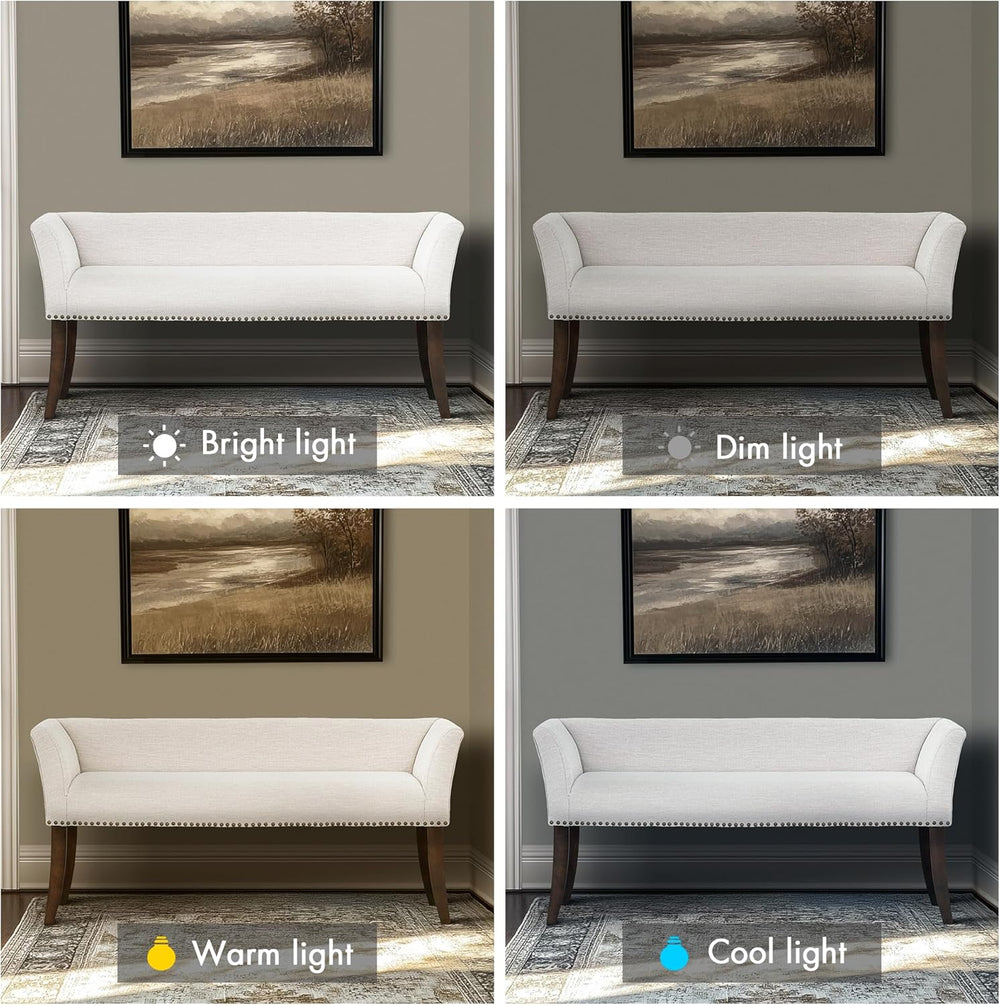 Madison Park Accent Bench for Living Room, Upholstered with Nailhead Trim, &a...