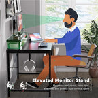 Pamray 32 Inch Small Computer Desk with Monitor Stand, Simple Office Desk with Headphone Hook for Small Spaces, Kids Study Writing Table for Bedroom, Pink
