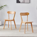 Wood Louis Dining Chairs Set of 2 100% Natural Solid Wood Home Kitchen Modern Kitchen Wood Chairs with Curved Backrest