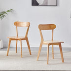 Wood Louis Dining Chairs Set of 2 100% Natural Solid Wood Home Kitchen Modern Kitchen Wood Chairs with Curved Backrest