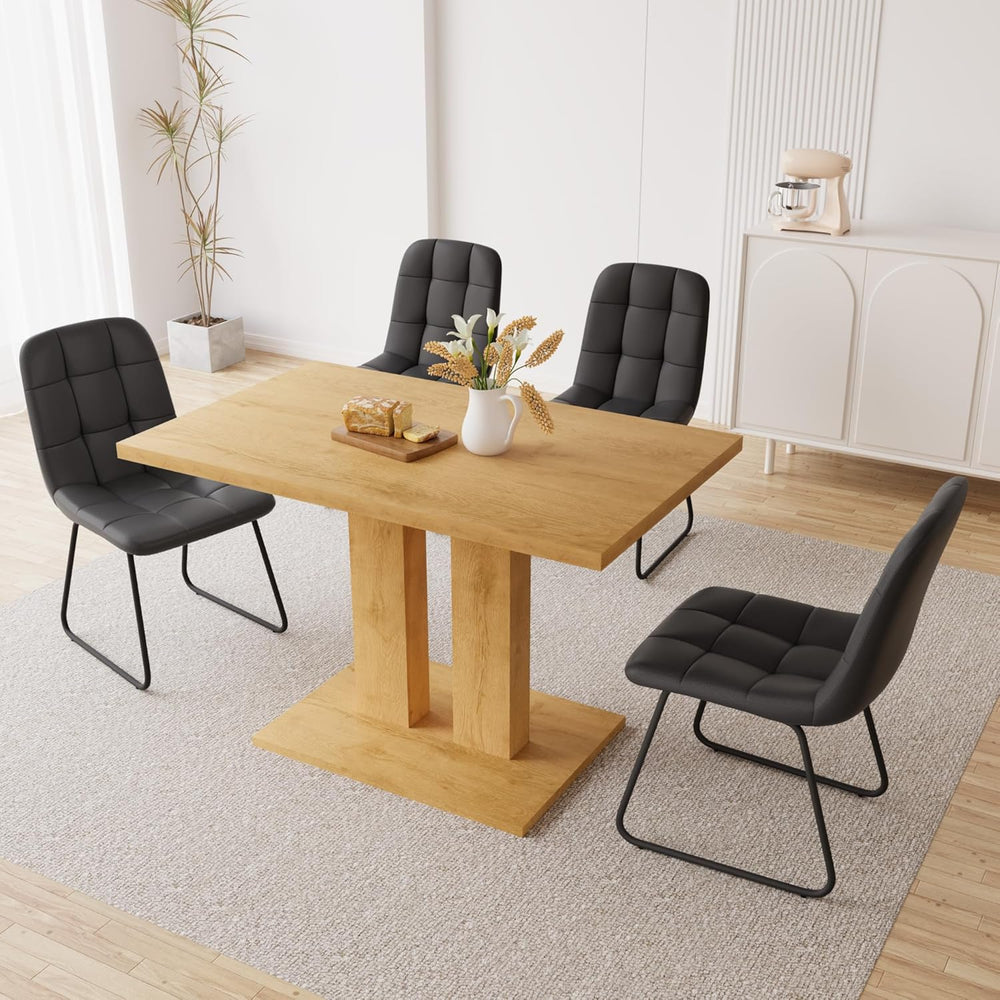 Dining Table Set for 4-6 People, 46 Inch Modern MDF Oak Kitchen Table with 4 ...