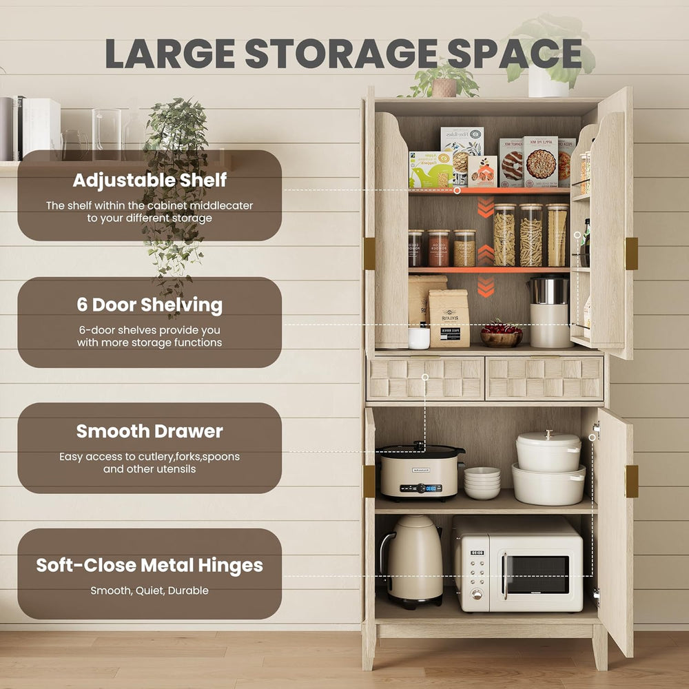 Pantry Cabinet, 71" Tall Pantry Cabinet,Modern Kitchen Cabinet with Door...