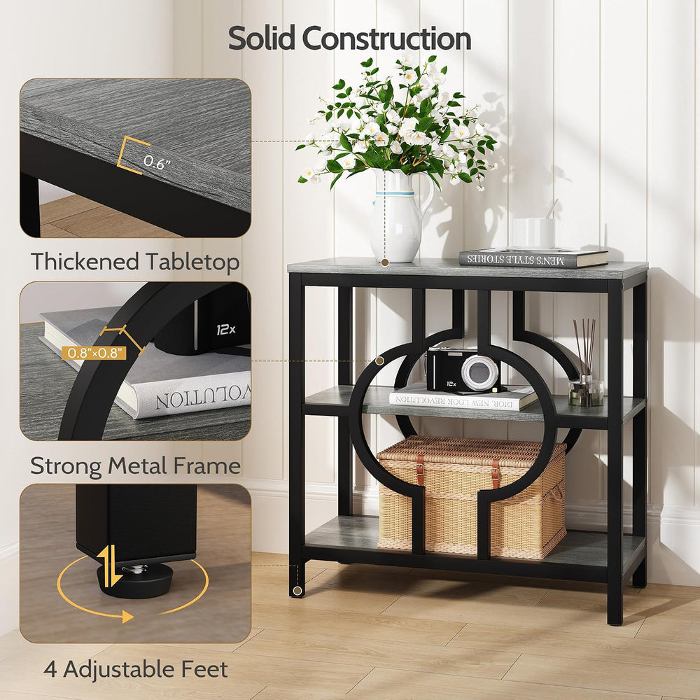 End Table Set of 2, Narrow Side Table with 3-Tier Storage Shelves, Wood Sofa ...