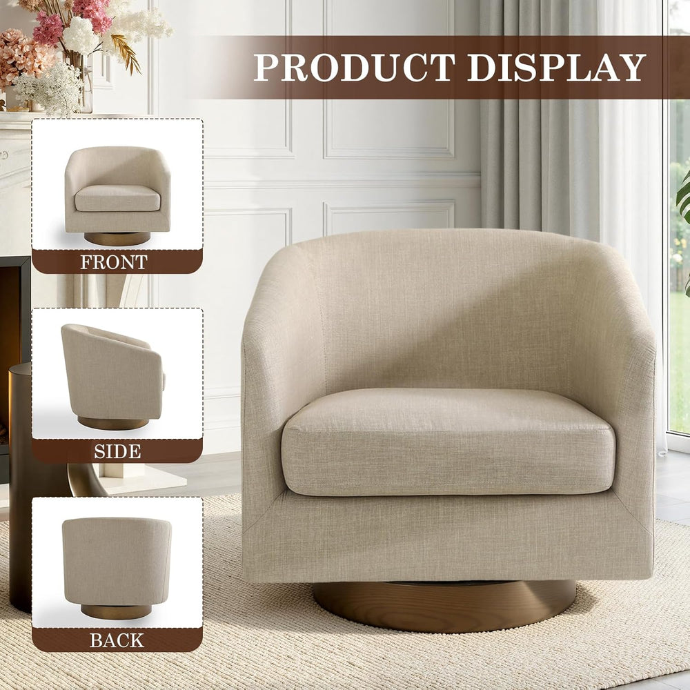 Swivel Barrel Accent Chairs Set of 2, Fabric Upholstered Armchair for Living ...