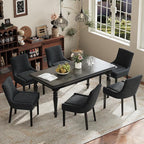 Modern Dining Chairs Set of 4, Upholstered Corduroy Dining Room Chairs with Wood Legs, Mid-Back Padded Kitchen Side Chairs for Dining Room, Black