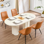 Dining Chairs Set of 3, Modern Dining Chairs with Thick Cushions, PU Leather Upholstered Kitchen Dining Room Chairs with Metal Legs for Dining Living Room (Caramel)