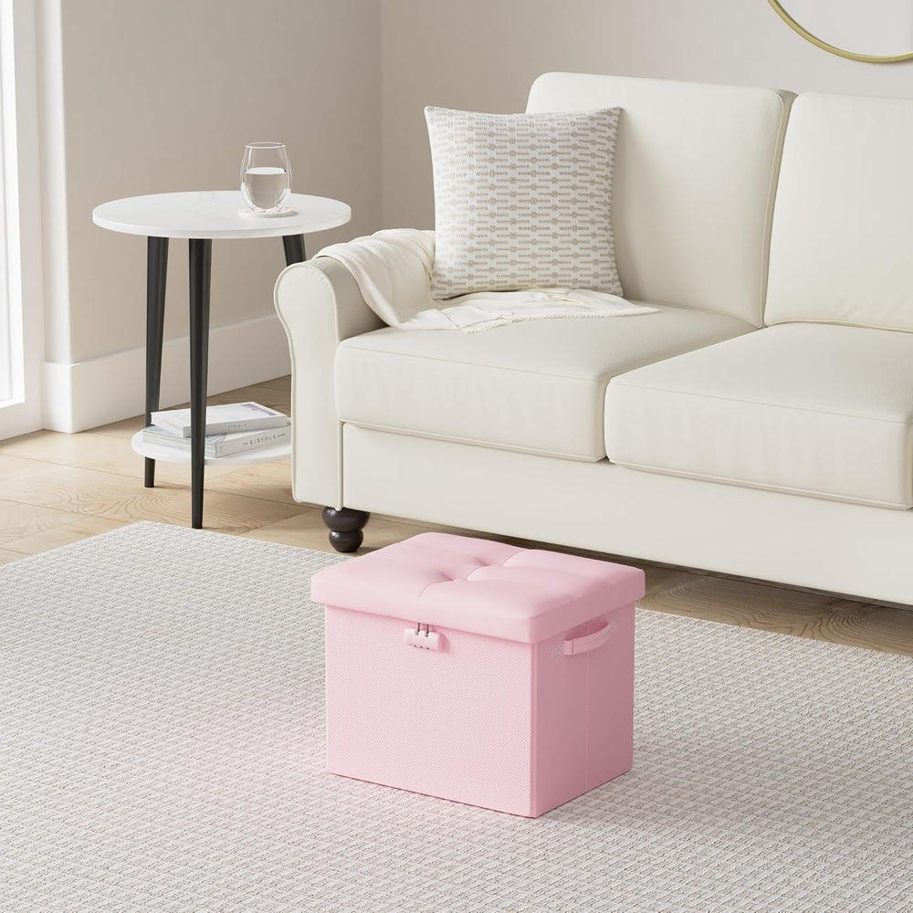 DocSafe Storage Ottoman Foot Rest Stool with Lock ＆ Handles, Fireproof Foldin...