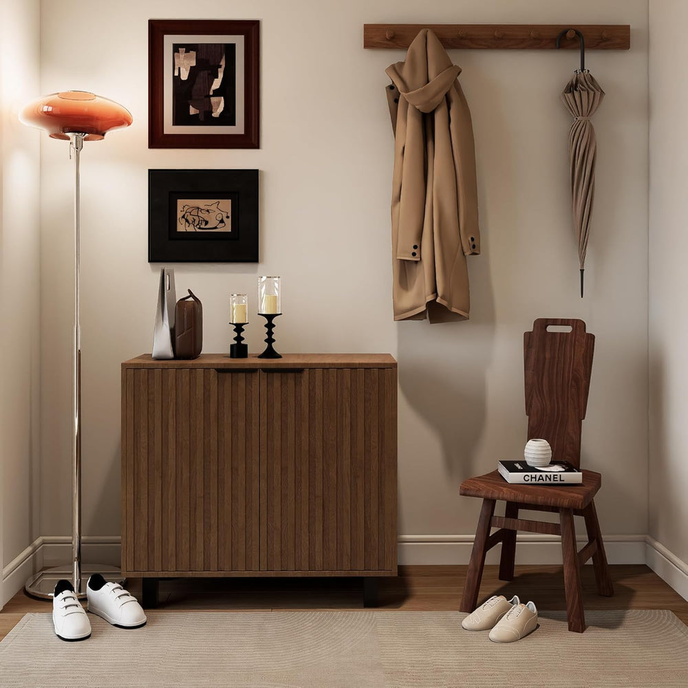 Sideboard Buffet Cabinet Storage for Entryway with Doors, Modern Fluted Shoe ...