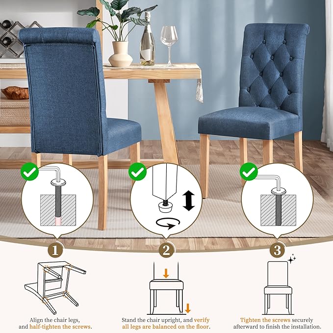 Yaheetech Dining Chairs Set of 6 Fabric Upholstered Dining Room Chairs with B...