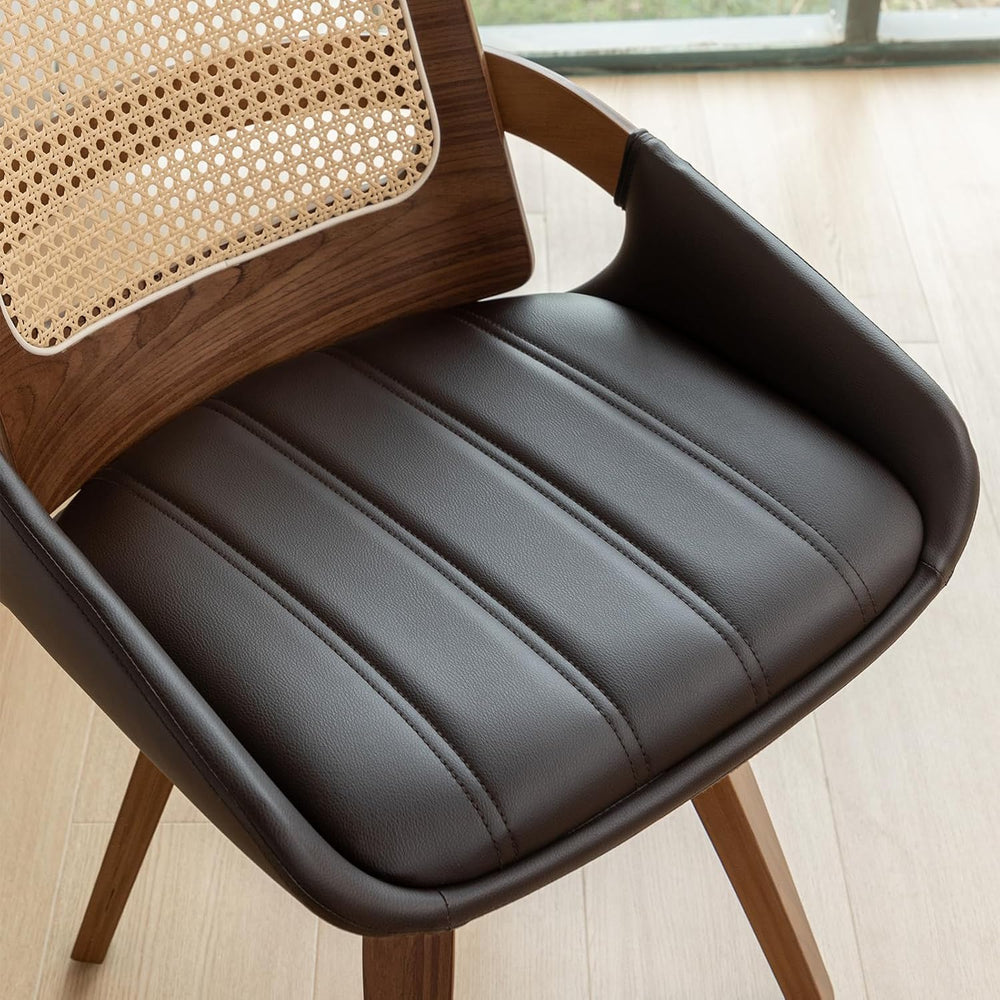 Set of 1 Swivel Rattan Dining Chair - Mid Century Modern Dining Chair with Be...