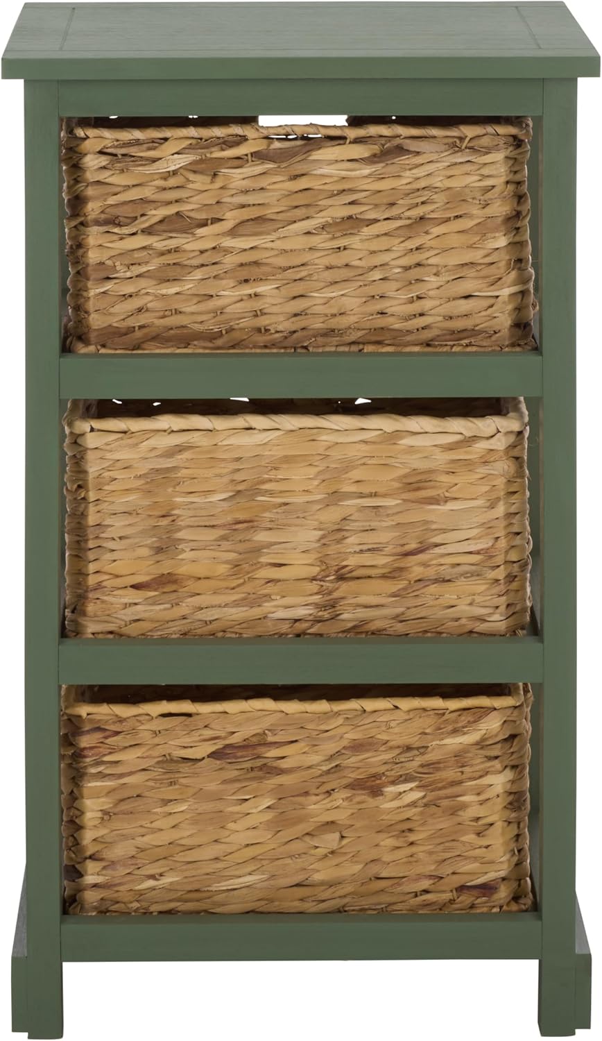 SAFAVIEH Furniture - Halle 3-Basket Side Table - Dusty Green - Solid Wood - C...