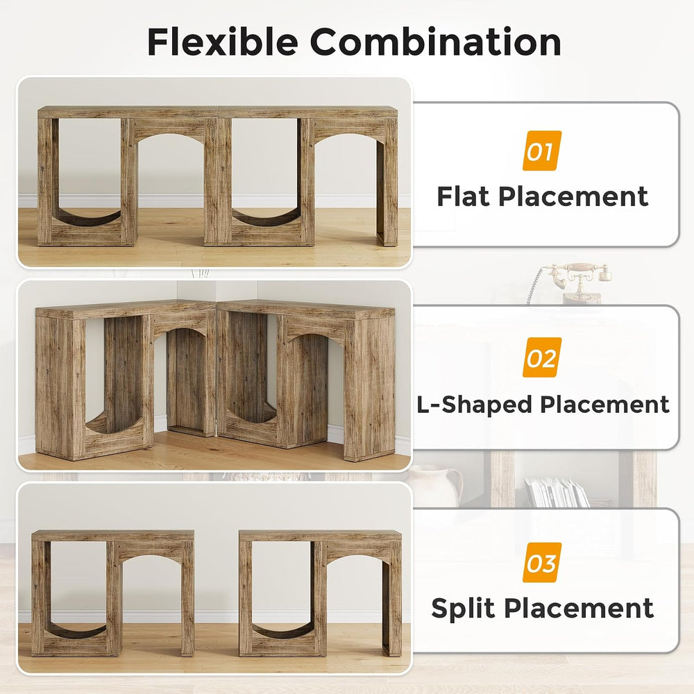 70.9" Farmhouse Console Table, Accent Sofa Table with Arched Design | Mo...