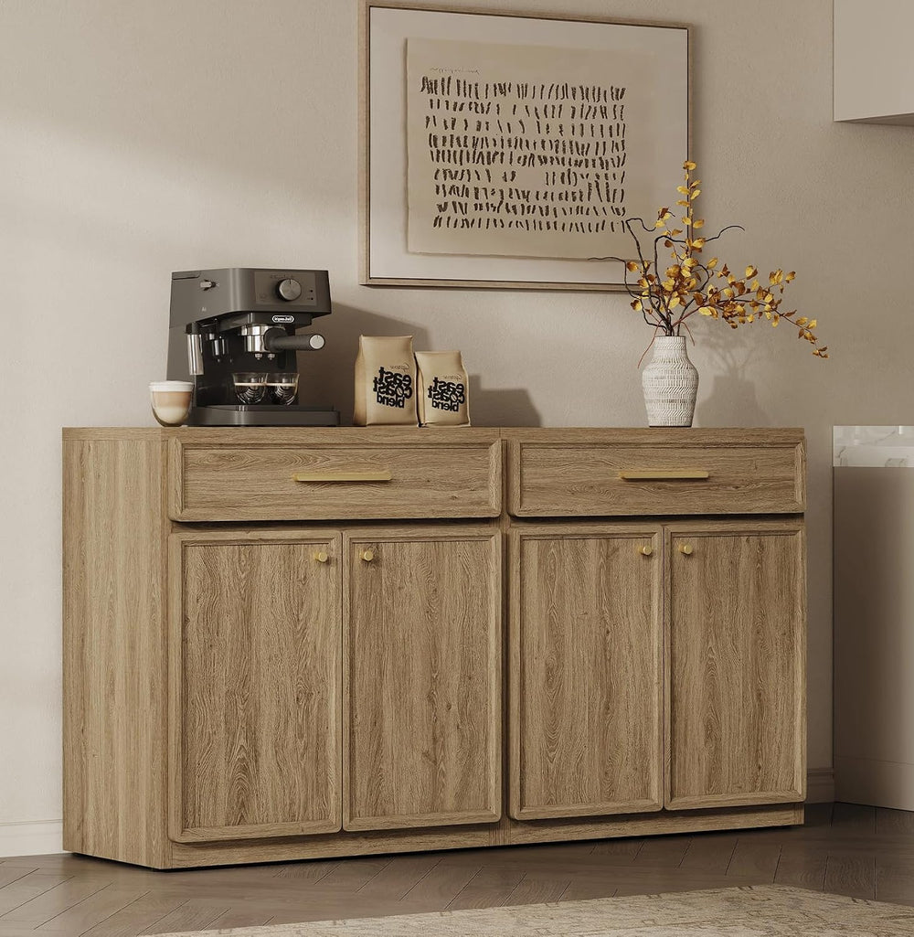 SICOTAS Buffet Cabinet with Storage Tall Modern Accent Storage Cabinet with D...