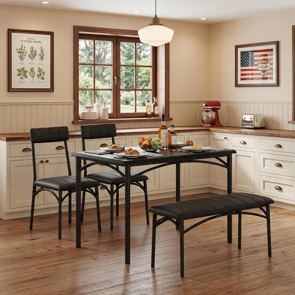GarveeHome Dining Table Set for 4, Kitchen Table with Upholstered Chairs and ...