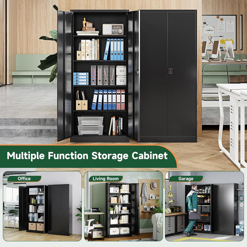Letaya Metal Garage Storage Cabinets with Lock Door and Adjustable Shelves, S...