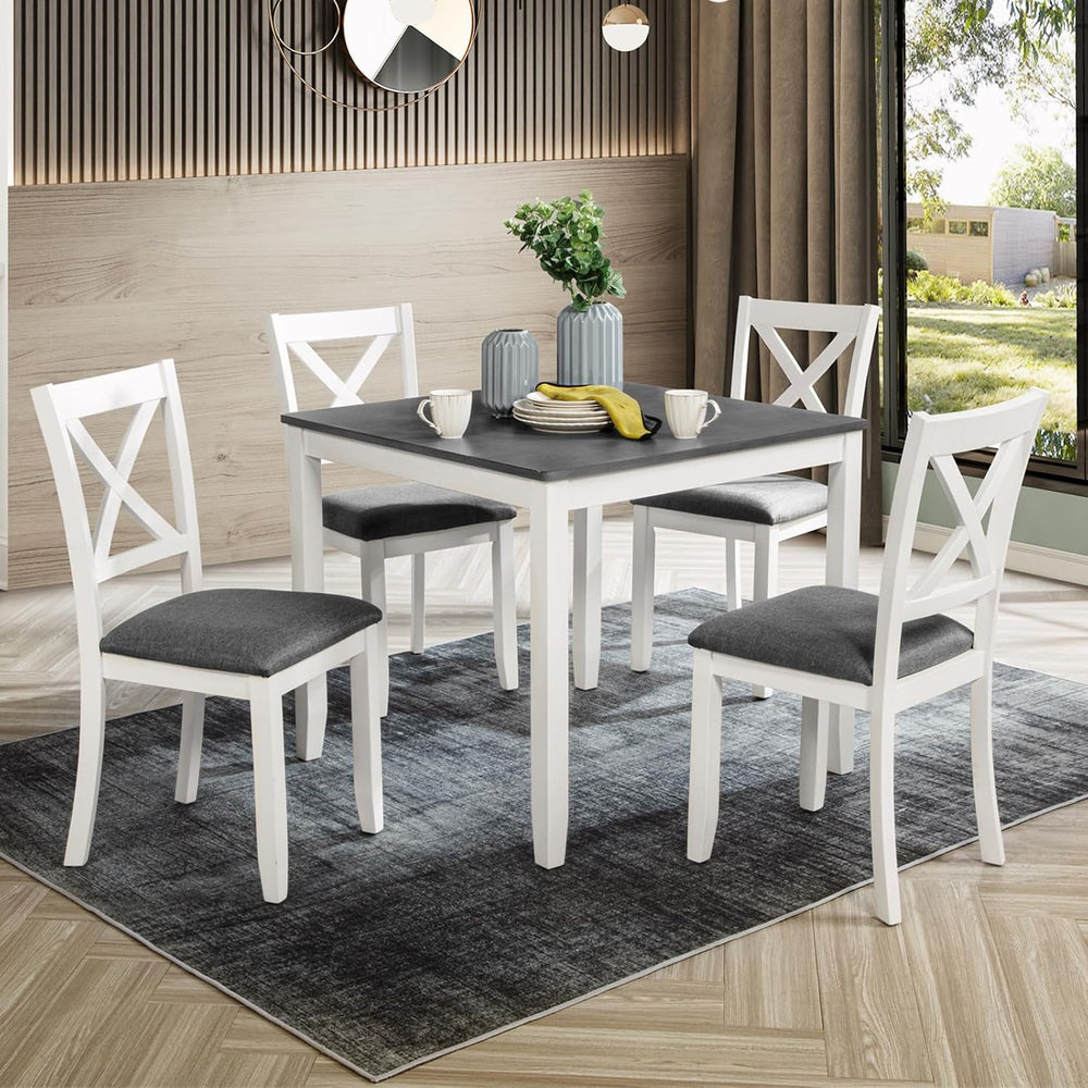 Harper & Bright Designs 5-Piece Wood Dining Table Set for 4, Kitchen Furn...