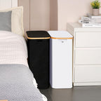 efluky Slim Laundry Basket with Lid, Narrow Laundry Hamper with Removable Bag, Skinny Dirty Clothes Basket with Bamboo Handles for Bathroom, Bedroom & Laundry Room, 65L White