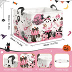 Clastyle Pink Halloween Spooky Basket Stuffers Nursery Kid Room Spide Bat Ghost Pumpkin Boo Basket Clothes Book Toy Storage Bin Box for Shelves, Cauldron, 40 * 30 * 30 cm