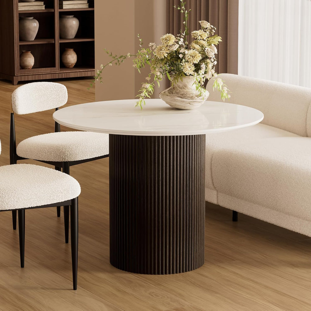 Morden Fort 42 Inch Round Dining Table for 4, Modern Marble Dining Table with...