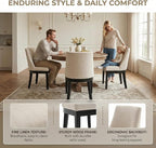 Modern Dining Chairs Set of 2 with Comfortable Back Support, Farmhouse Soft Linen Upholstered Kitchen Dining Room Chairs with Black Solid Wood Legs, Armless Accent Side Chairs for Living Room, Beige