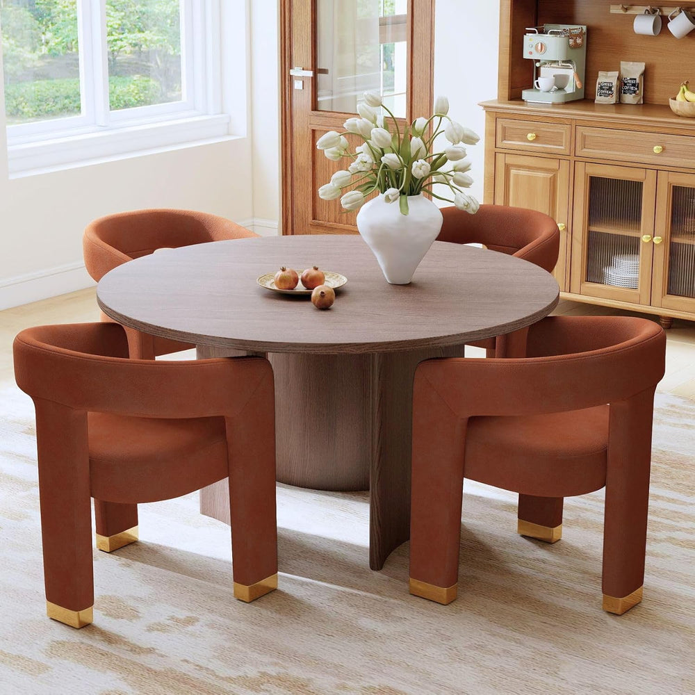 Hyfirm Barrel Dining Chairs Set of 4, Velvet Upholstered Armchairs with Open-...