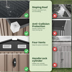 GVDV 10X12 FT Outdoor Storage Shed, Durable Metal Outside Storage for Garden, Patio and Backyard, Waterproof Shelter for Tools, Equipment