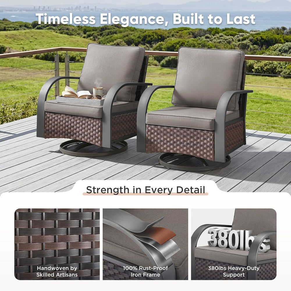 Belord Outdoor Swivel Rocker Patio Chairs of 2, Patio Conversation Glider Set...