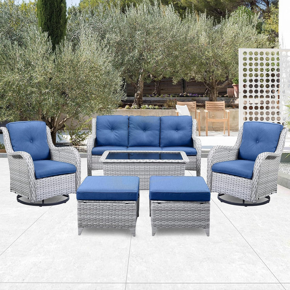 Belord Outdoor Furniture Ottoman Set of 2 Patio Seating Footstool All-Weather...